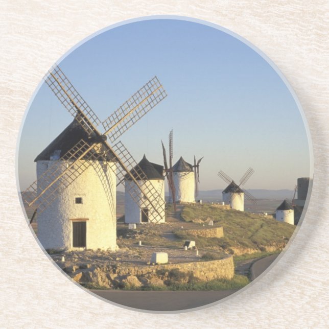 EU, Spain, La Mancha, Consuegra. Windmills and Coaster (Front)