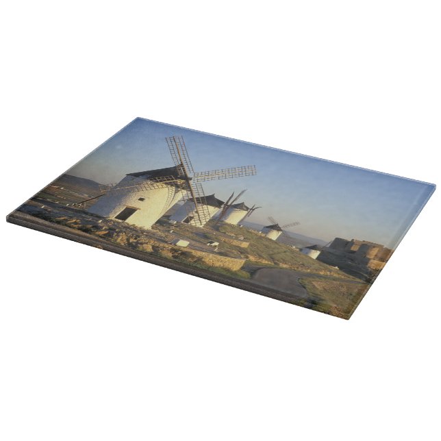 EU, Spain, La Mancha, Consuegra. Windmills and Cutting Board (Corner)