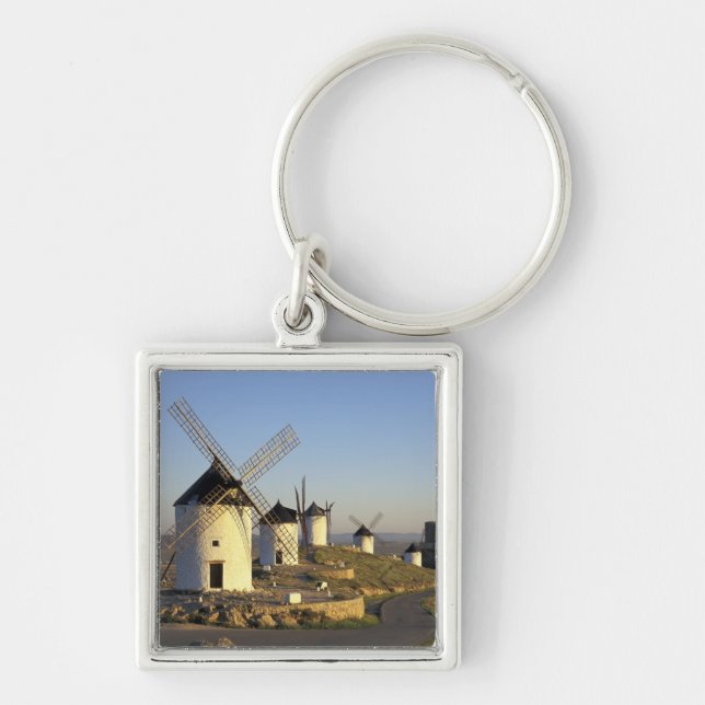 EU, Spain, La Mancha, Consuegra. Windmills and Key Ring (Front)