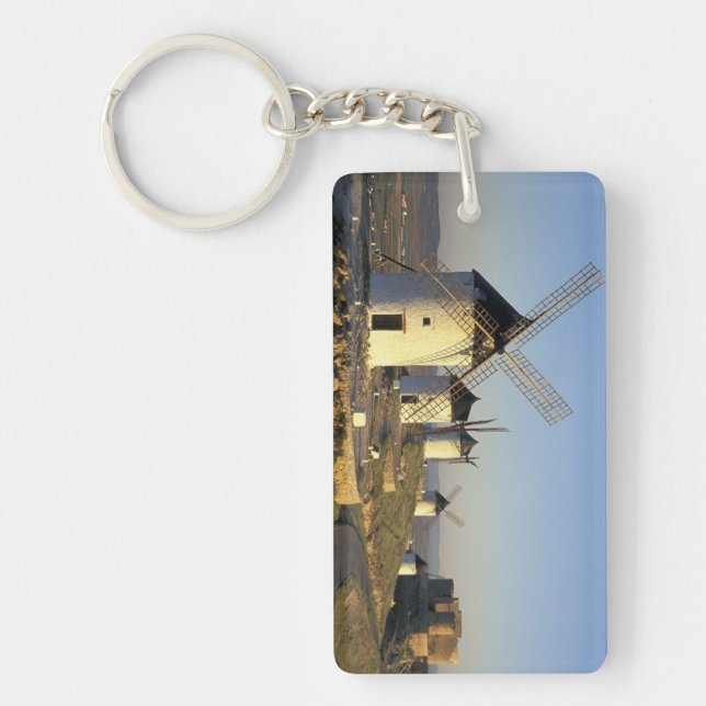 EU, Spain, La Mancha, Consuegra. Windmills and Key Ring (Front)