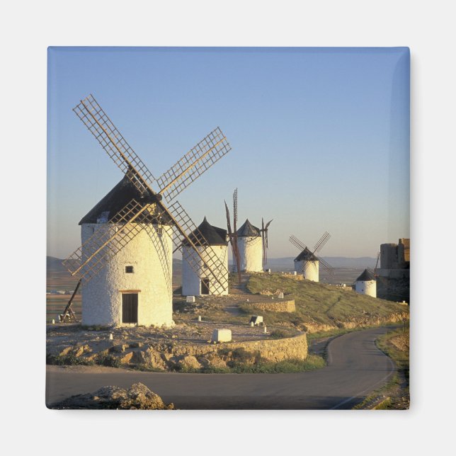 EU, Spain, La Mancha, Consuegra. Windmills and Magnet (Front)