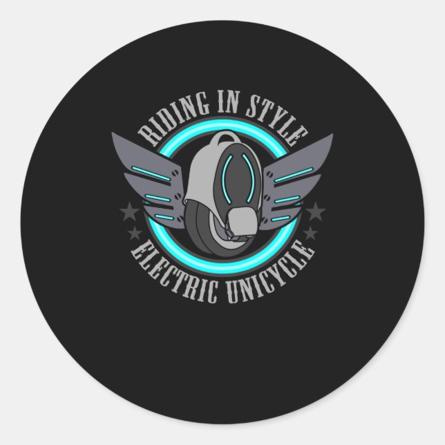 EUC Monowheel Riding in Style Classic Round Sticker (Front)