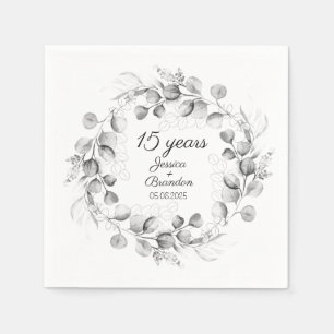 Eucalyptus 15th Crystal Wedding Anniversary  Napkin