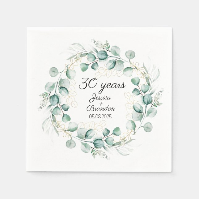 Eucalyptus 30th Pearl Wedding Anniversary  Napkin (Front)