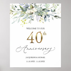 Eucalyptus 40th Wedding Anniversary Welcome Sign