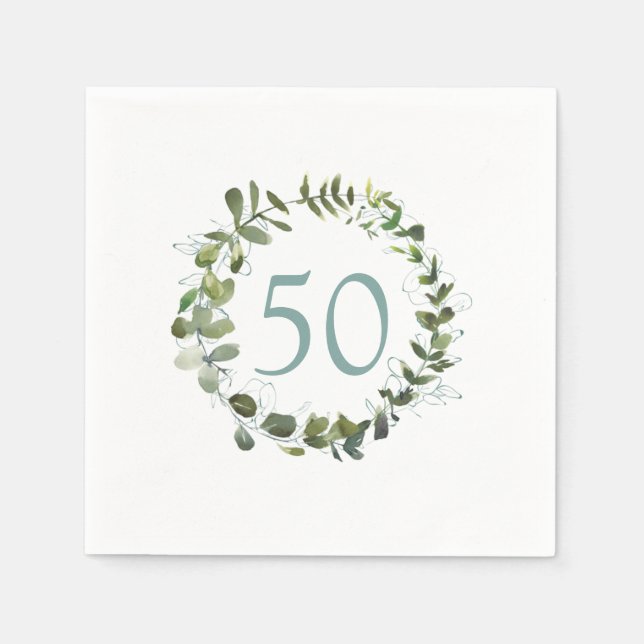 Eucalyptus 50th Birthday  Napkin (Front)