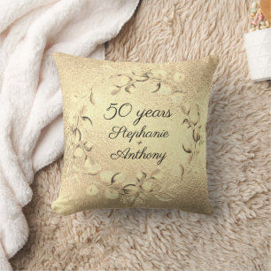 Eucalyptus 50th Golden Wedding Anniversary Cushion