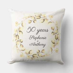 Eucalyptus 50th Golden Wedding Anniversary Cushion