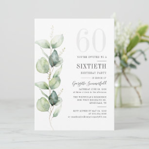 Eucalyptus 60th Birthday Botanical Greenery Party Invitation