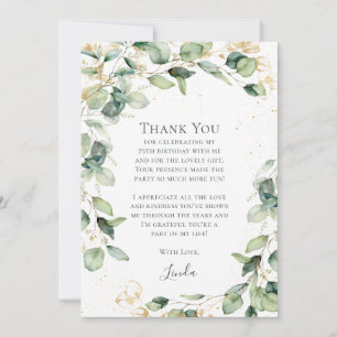 Eucalyptus 75th Birthday  Thank You Card