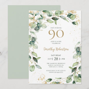 Eucalyptus 90th Birthday Invitation