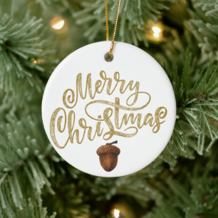 Eucalyptus Acorns Christmas Ceramic Ornament