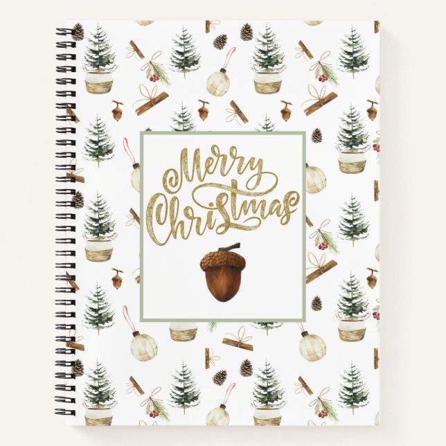 Eucalyptus Acorns Christmas Notebook (Front)