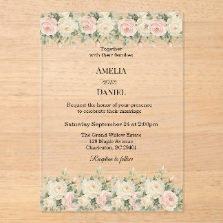 eucalyptus Acrylic floral minimalist Invitation