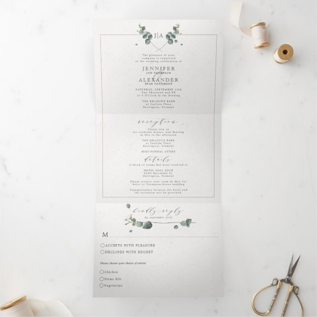 Eucalyptus All in one Monogram Wedding Tri-Fold (Inside)