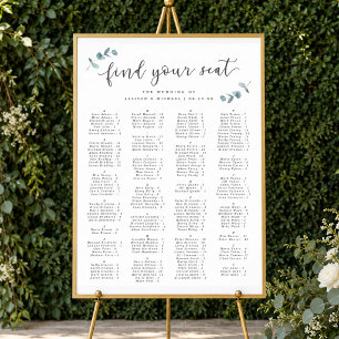 Eucalyptus Alphabetical Wedding Seating Chart