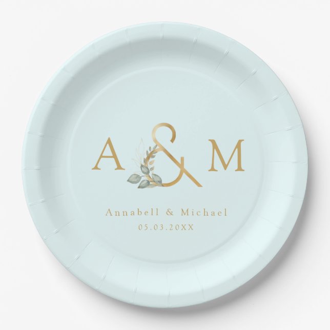 Eucalyptus Ampersand Wedding Box  Paper Plate (Front)