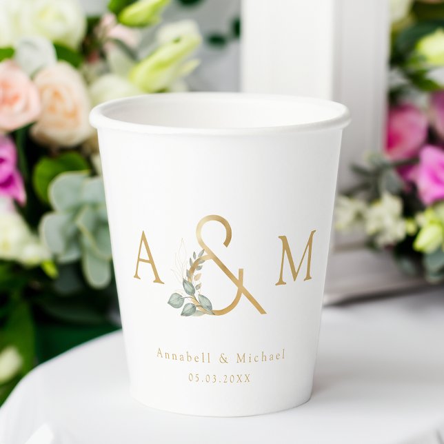 Eucalyptus Ampersand Wedding Paper Cups (Creator Uploaded)