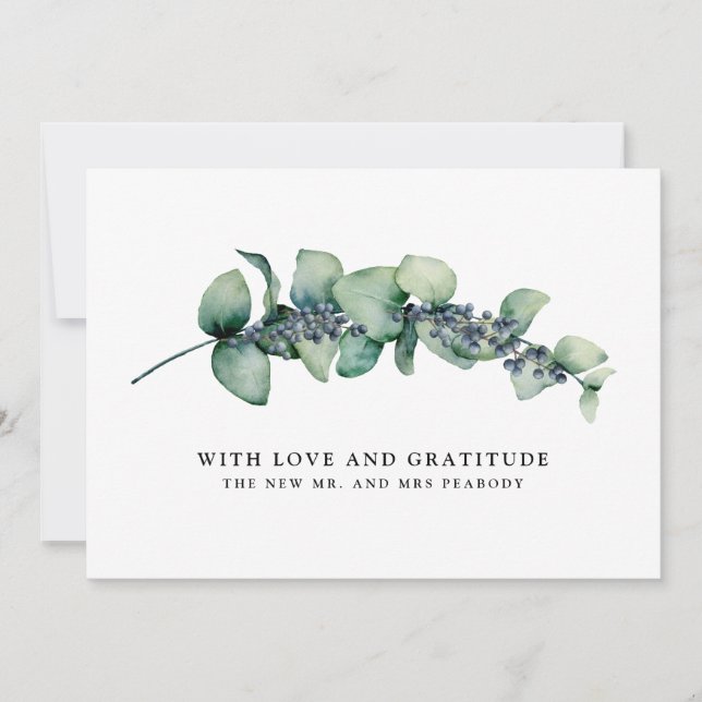 Eucalyptus and Berry Botanical Wedding Thank You (Front)