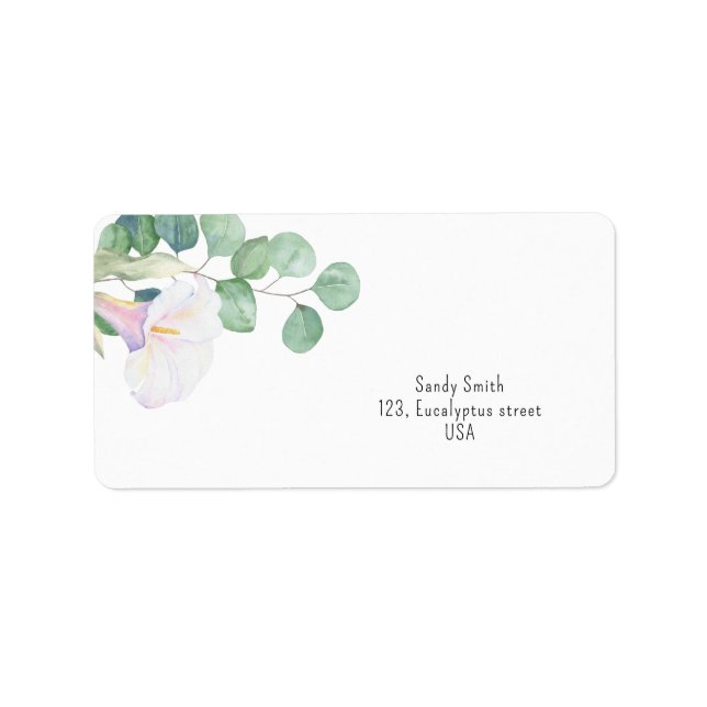 Eucalyptus and calla flower - bridal shower  label (Front)