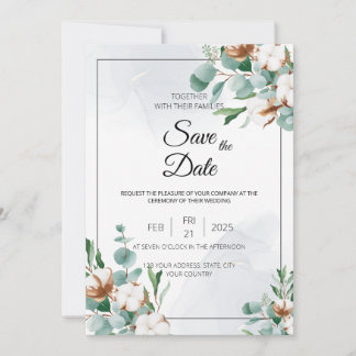Eucalyptus and Cotton Bliss Invitation