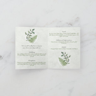 Eucalyptus and Fern Rings Wedding Fold Invitation