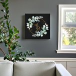 Eucalyptus and gold on black personalised wedding  faux canvas print<br><div class="desc">Eucalyptus and gold on black personalised wedding</div>