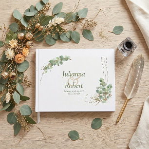Eucalyptus and gold wedding guest book