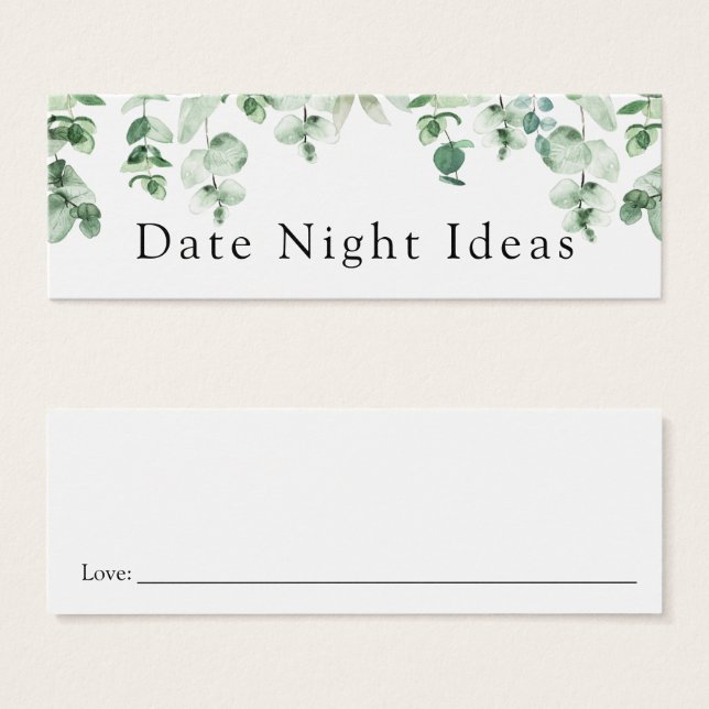 Eucalyptus and Greenery Date Night Idea Card (Front & Back)