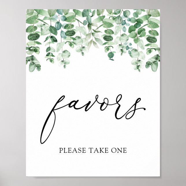 Eucalyptus and Greenery Favors Sign (Front)