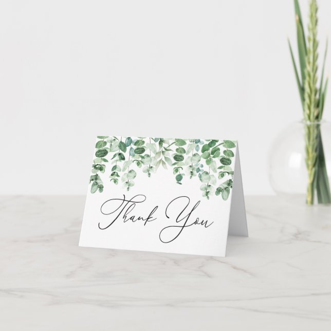 Eucalyptus and Greenery Thank You  Note Card (Front)