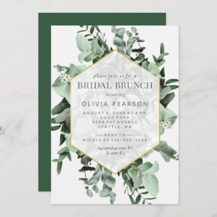 Eucalyptus and Greenery Watercolor Bridal Brunch Invitation