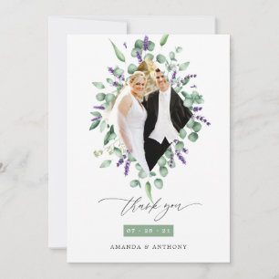 Eucalyptus and Lavender Woodland Greenery Wedding Thank You Card