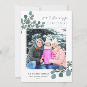 Eucalyptus and Pine Merry Christmas Photo Holiday Card