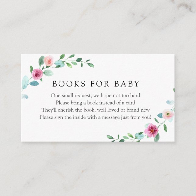 Eucalyptus and Pink Flowers Books for Baby Enclosure Card (Front)