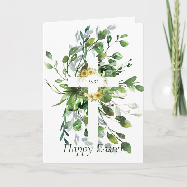 Eucalyptus and sunflowers cross Easter Card (Front)