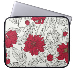 Eucalyptus Anemone Floral Line Art Laptop Sleeve