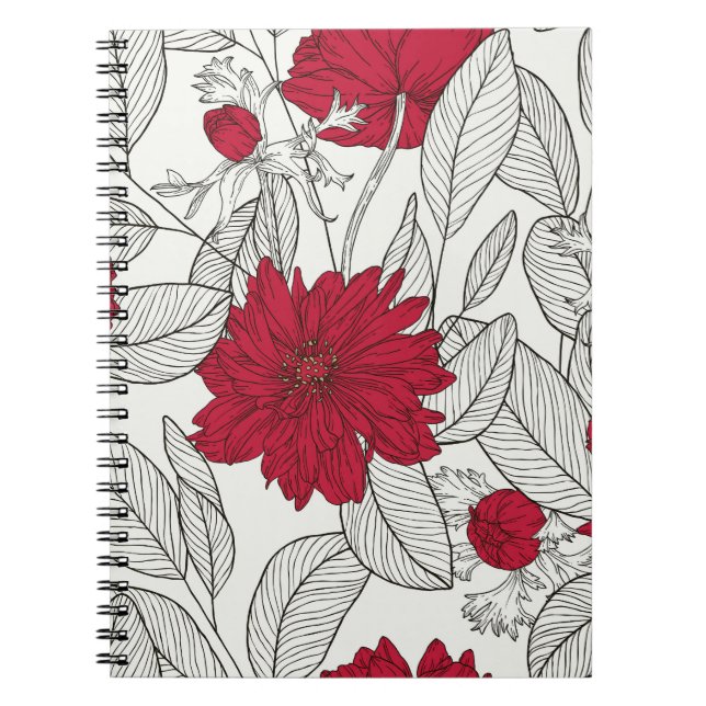 Eucalyptus Anemone Floral Line Art Notebook (Front)
