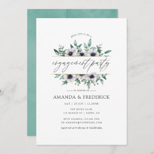 Eucalyptus Anemone Geometric Engagement Party Invitation