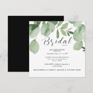 Eucalyptus B/W Square Bridal Shower Invitation