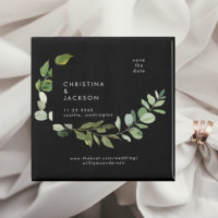 Eucalyptus B/W Wedding Square Save the Date