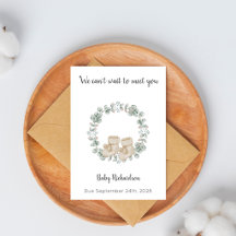 Eucalyptus Baby Booties Baby Shower Card