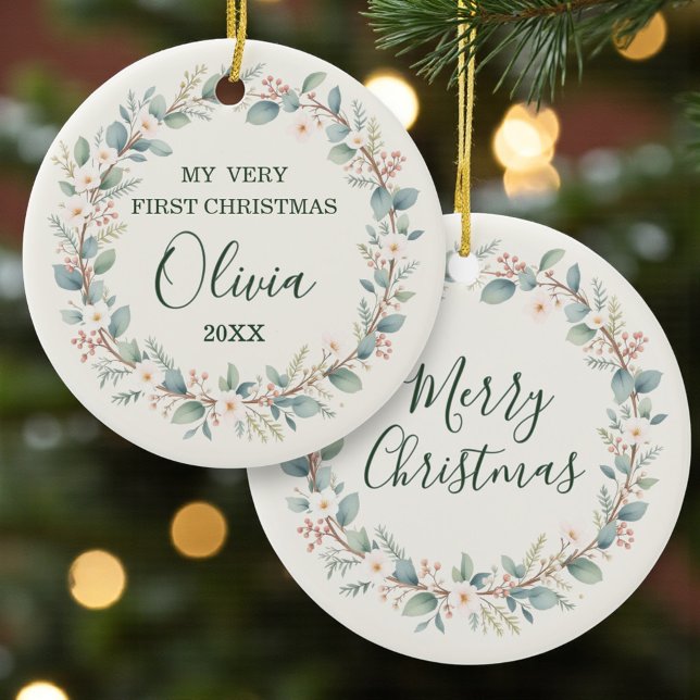 Eucalyptus Baby’s First Christmas Ceramic Ornament (Creator Uploaded)