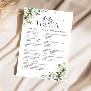 Eucalyptus Baby Shower Baby Trivia Game