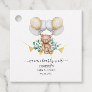 Eucalyptus Baby Shower Bearly Wait Bear & Balloons Favour Tags