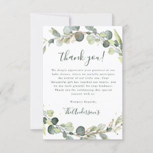Eucalyptus Baby Shower Boho Rustic Thank You Card