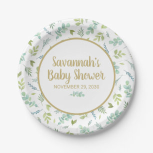 Eucalyptus Baby Shower Botanical Greenery Paper Plate
