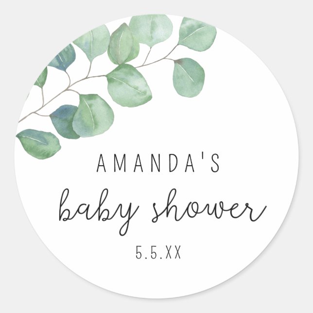 Eucalyptus - baby shower  classic round sticker (Front)