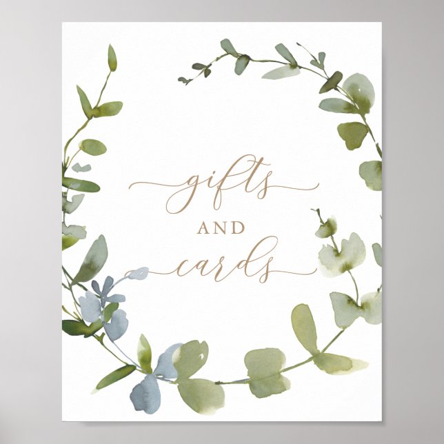 Eucalyptus Baby Shower Gifts and Cards Sign (Front)