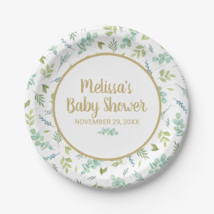 Eucalyptus Baby Shower Greenery Botanical Paper Plate